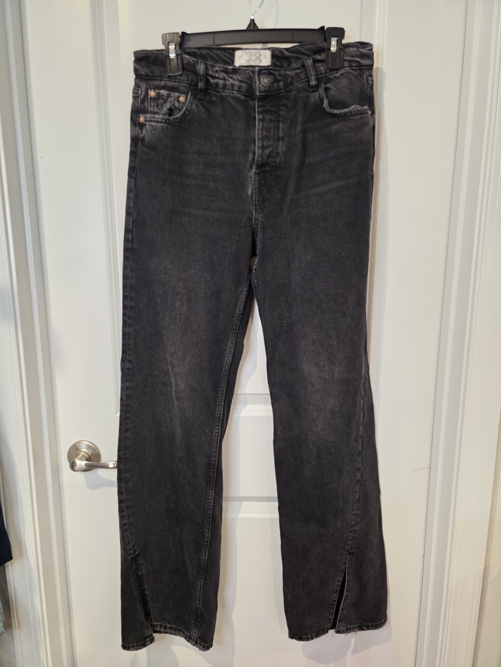 We The Free High Rise Button Fly Straight Leg Jeans with Front Slits